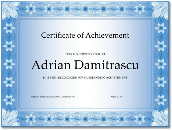 customizable certificate of achievement